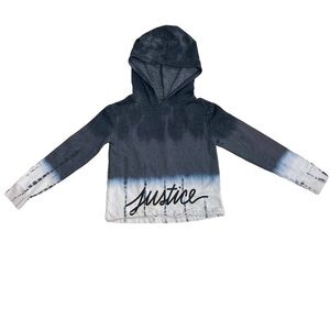 Justice Hoodie Sweatshirt Gray & White Girl’s Size 8
